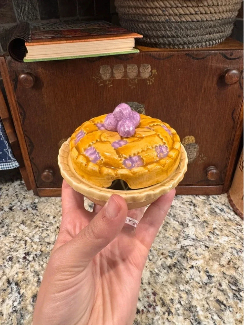 Vintage ceramic blueberry pie jelly canister